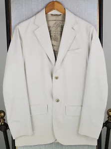 TOMMY BAHAMA Size Small Silk / Bamboo Mens Blazer Jacket Coat Ivory 2 Button - Picture 1 of 20