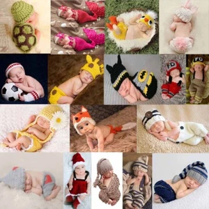 Newborn Baby Girl Boy Photo Crochet Photography Prop Costume Outfit Knit Clothes - Picture 1 of 46