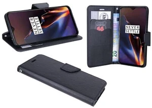 Black Wallet PU Leather Protective Case Cover Bag For OnePlus 6T - Picture 1 of 9