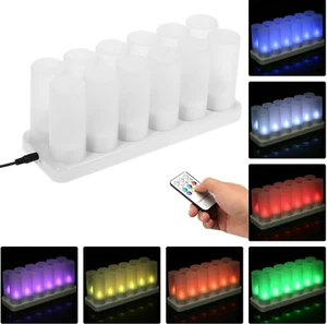 12 PEZZI Candela RICARICABILE A LED Cambia Colore Tremolante Senza Fiamma - Foto 1 di 8