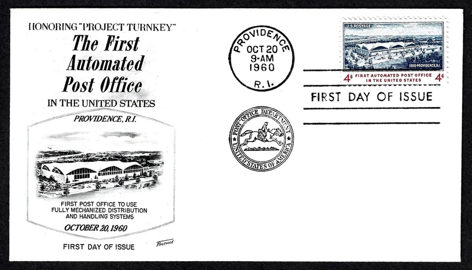 USA, SCOTT # 1164, FLEETWOOD FDC COVER OF FIRST AUTOMATED POST OFFICE 1960 - Image 1 of 1
