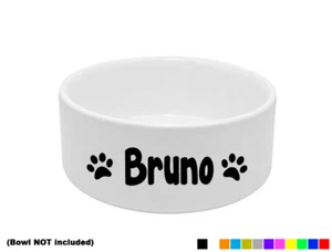2x PERSONALISED DOG BOWL STICKERS DISH CUSTOM PET PUPPY FOOD WATER TREAT DECALS - Picture 1 of 5