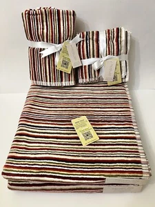 8pc Rachel Zoe Striped Multicolored 2 Bath 2 Hand 4 Washcloth Towels 100% Cotton - Picture 1 of 8
