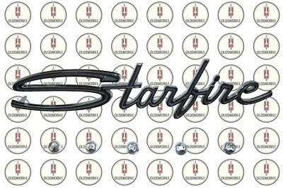 Oldsmobile "Starfire" 1962 cromo guardabarros delantero emblema con herrajes Foto 1 de 4