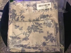 Blau Blumen Toile auf Leinen Vorhang Panel Set 28"x76" und Raffbänder - Bild 1 von 3