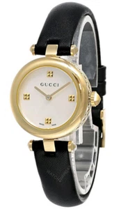 GUCCI Diamantissima 27MM MOP Dial BLK Leather Women's Watch YA141505 - Picture 1 of 4
