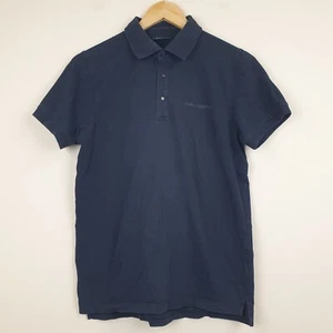 Karl Lagerfeld Polo Shirt Mens Small Black Button Up Spell Out Cotton Collared - Picture 1 of 14