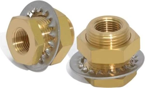 Kootnas Confezione 2 Raccordi per Paratia Ottone Massiccio 3/8 Npt Conico Femmina 1" Dritto Mal - Foto 1 di 3