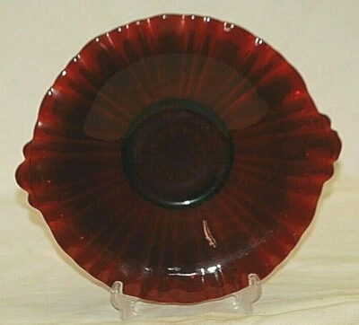 Old Cafe Royal Ruby Round Mint Tray Anchor Hocking Ridges Depression Glass - Image 1 of 3