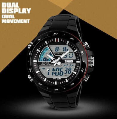 HOT NEW DUAL TIME Military S-SHOCK LED Digital Alarm Sports Wrist Watch AUS - image 1 of 4