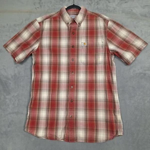 Carhartt Shirt Mens LT Large Tall short sleeve button up red plaid double pocket - Picture 1 of 8