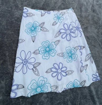 Falda Dressbarn Mujer Talla 14 XL Bordada Floral Lino Rayón 4732 Forrada Foto 1 de 4