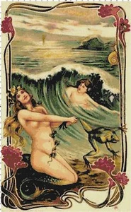 Victorian Mermaid Princesses in the Ocean Counted Cross-Stitch Pattern - Picture 1 of 1