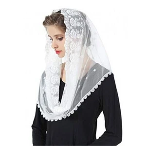NEW Hot Catholic Head Scarves Wedding Bride Mantilla Women Chapel Lace Veils - Picture 1 of 14