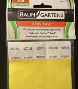 100 gelbe Armbänder für Veranstaltungen und viele Anlässe. Tyvek - Bild 1 von 4