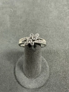 Disney Mickey Mouse Ears Sterling Silver Diamond Ring Size 8 - Picture 1 of 6