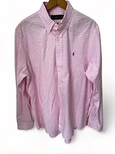 Ralph Lauren Herren Hemd Gr. Large Langarm Blau Pony Rosa Gingham Kariert - Bild 1 von 11