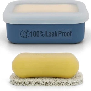 Compact Leakproof Travel Soap Case, Silicone Travel Soap Container, Gym (Blue) - Picture 1 of 7