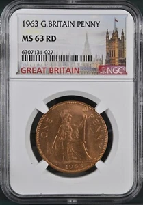 1963 Great Britain Penny NGC MS 63 RED - Picture 1 of 2