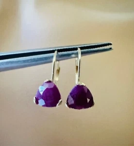 Estate 14K Yellow Gold Opaque Ruby Earrings - Picture 1 of 5