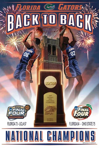 Florida Gators Basketball 2006-07 BACK-TO-BACK CHAMPS Commemorative 24x36 POSTER Cover