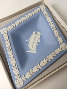 Vintage Wedgwood Jasperware Trinket Sweet Dish Diamond Goddess Harp Original Box - Picture 1 of 8