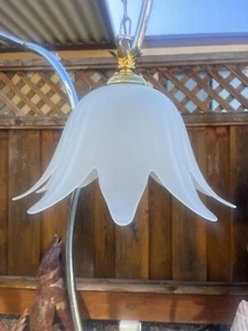 RARE Vintage 1970s F.FABBIAN Italy Murano Light Floral Glass Ceiling Fixture - Picture 1 of 11