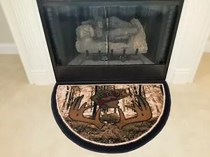 Catch of the Day 2'2"x 3'3" Fireplace Hearth Rug Wildlife Fish Deer Antler - Picture 1 of 6