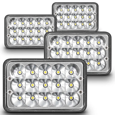 Faros LED 4x6 cromados de haz alto bajo Chevy Dodge Ford Pickup Freightliner 4 piezas Foto 1 de 4