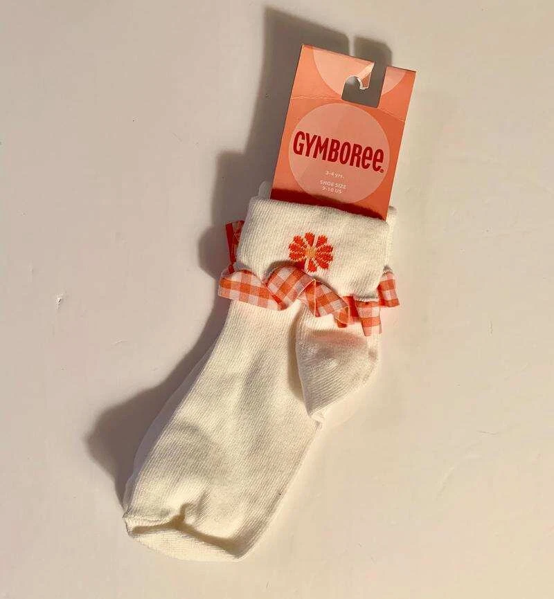 Calcetines Gymboree Recién Escogidos Naranja Guinga Puño con Volantes 3-4 Años NUEVO Foto 1 de 1