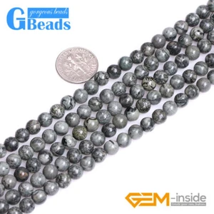 Gray Bre Jasper Natural Gemstone Round Beads for Jewelry Making Strand 15" 8mm - Picture 1 of 13