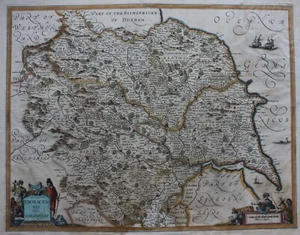 YORKSHIRE, 'DUCATUS EBORACENSIS', original antique county map, JAN JANSSON, 1646 - Picture 1 of 7