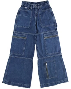 The Ragged Priest Sweeper Jeans, High Rise Women's 100% Cotton Denim Cargo Pants - Picture 1 of 4