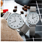 Womens Wrist Watch Arabic Numerals Silver Stainless Steel Quartz Movement Time  