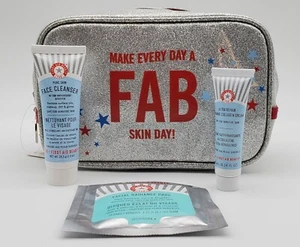 FIRST AID BEAUTY FAB 4 Piece Skincare Travel in Pouch Make-Up Bag - Picture 1 of 8