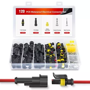 Nilight 120PCS 1 Pin Electrical Connector ?Plug Male Female Terminal Wire - Picture 1 of 8