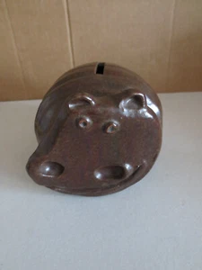 Spardose Flußpferd Keramik braun ca. 12 x 9 x 10 cm groß - Bild 1 von 4