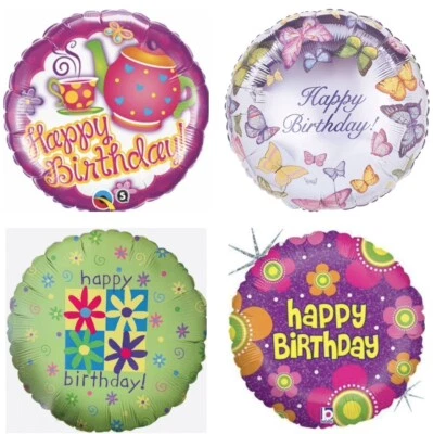 ANAGRAM, QUALATEX, BETALLIC Happy Birthday 18" Girl Mom Floral Butterfly Foil Mylar Birthday Party Balloon C