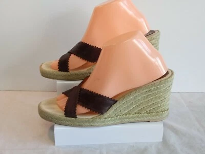 Karen Scott Hot Shot Brown Leather Wedge Sandals Women' US Size 9.5M B#4 - Imagem 1 de 4