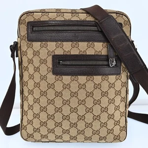 GUCCI GG Canvas Shoulder Bag Beige 92551 Auth H2510CA702 - Picture 1 of 22