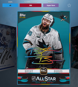 TOPPS SKATE DIGITAL-BRENT BURNS ALL STAR AWARD AUTO MUST HAVE SKATE