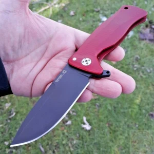 LionSTEEL SR11 Folding Knife 3.5" Sleipner Tool Steel Blade Red Aluminum Handle - Picture 1 of 12