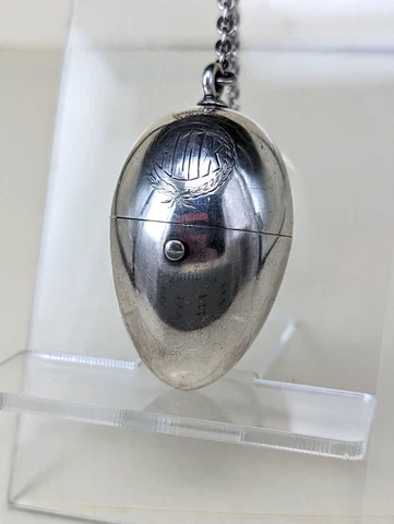 Silver Victorian vinaigrette in the form of an Egg with a gold gilded interior Cover