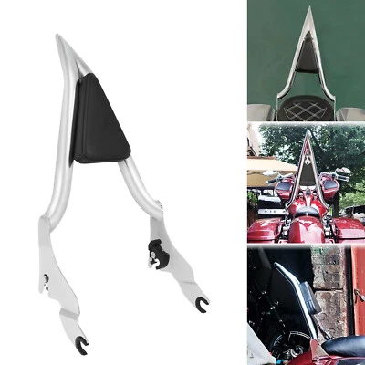 16" Chrome Passenger Backrest Sissy Bar For Harley Touring Road Street Glide 09+ Foto 1 de 4
