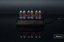 IN-14 NIXIE TUBE CLOCK ASSEMBLED WOOD ENCLOSURE AND ADAPTER 6-tubes by MILLCLOCK