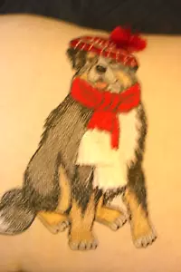 Dog Pillow Decor Actual needle work 10 x 10 pillow Shepard?? + 2 free gif - Picture 1 of 5