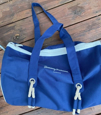 Bolso de Lona Tommy Bahama Fragancia Playa Azul Marino/Blanco Borde con Cuerda 18 X 12 X8 Foto 1 de 4