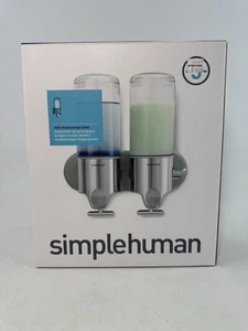 Simplehuman Twin Wall Mount Pump Shampoo Shower Gel Dispensers Stainless BT1028 - Picture 1 of 2