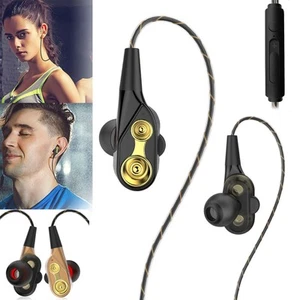 Auriculares de graves pesados Auriculares con cable Sonido HIFI Controlador doble Auriculares Micrófono - Imagen 1 de 13