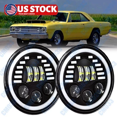Nuevo par de faros LED redondos de 7" DRL Halo Angel Eyes para Dodge Dart 1964-1976 Foto 1 de 4
